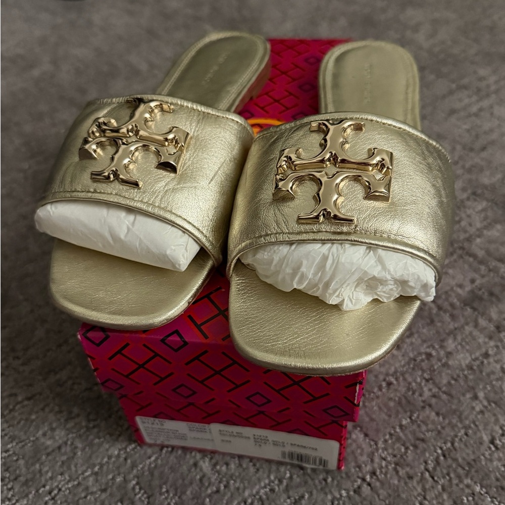 Tory Burch Eleanor Slide - Spark Gold Size 7.5